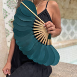 Ondas Verde Hand Fan
