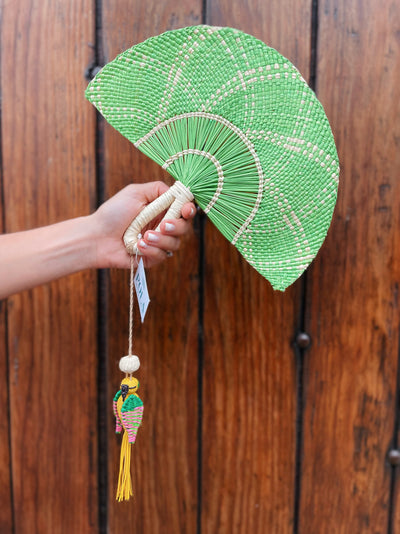 Hand Fan Verde Pajaro