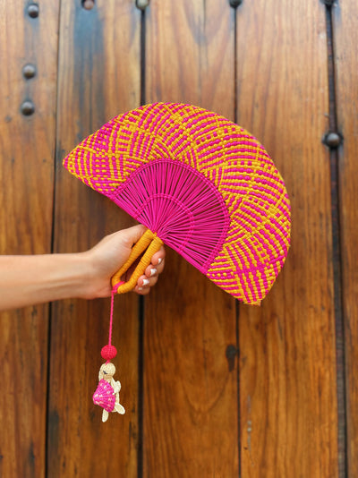 Hand Fan Fucshia Naranja Carey
