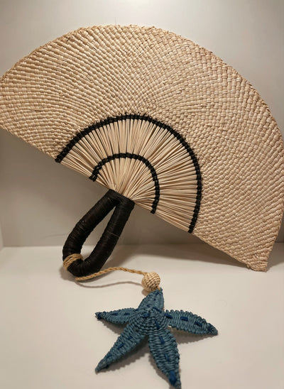 Hand Fan Natural negro Estrella