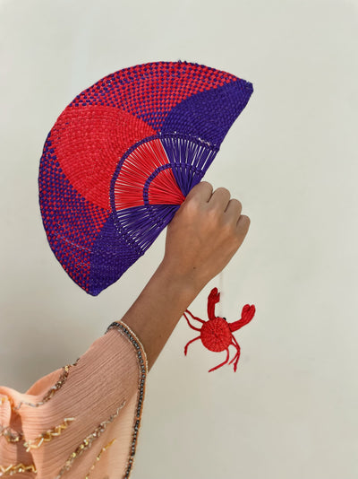Hand Fan Morado Rojo Cangrejo