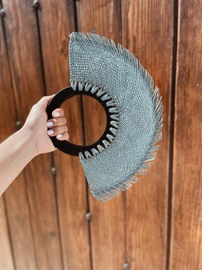 Fancy Hand Fan Azul-Gris