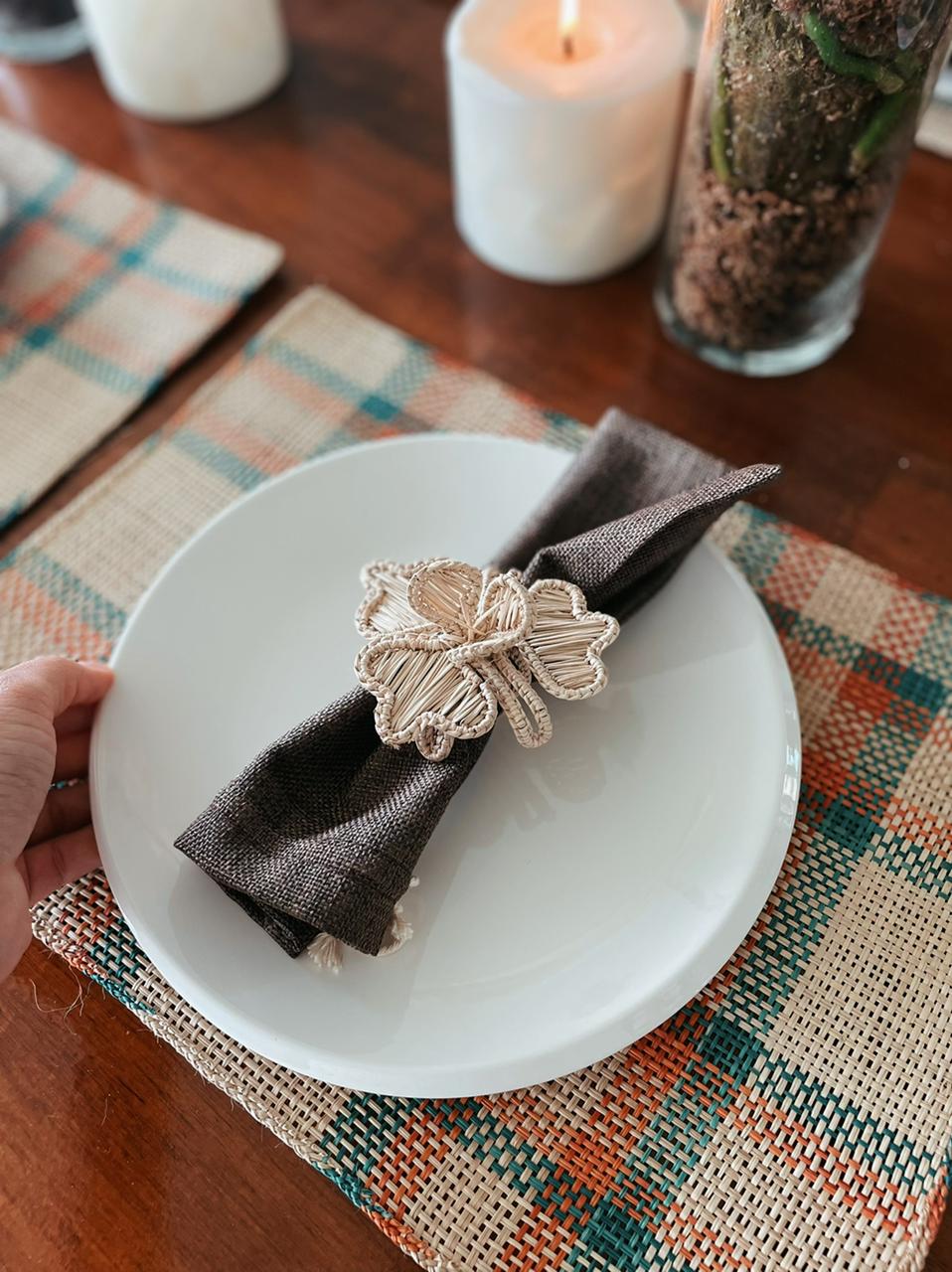 Placemats Gingham Anaranjado y Azul