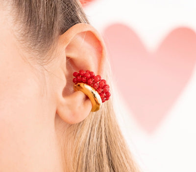 Tejido Rojo y Gold X2 Earcuff Set