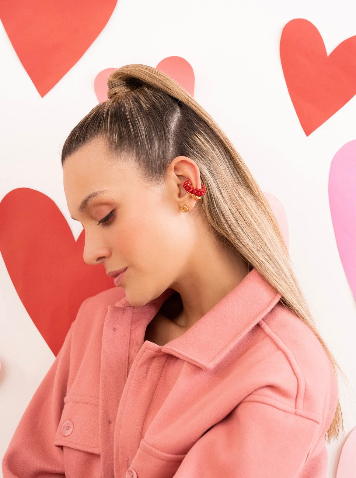 Tejido Rojo y Gold X2 Earcuff Set