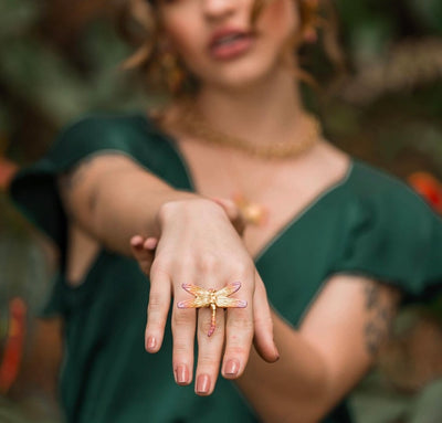 Libelula Pintado Ring 24k