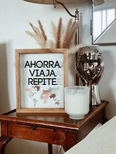 Ahorra, Viaja, Repite Art Frame