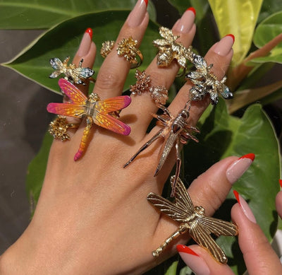 Libelula Pintado Ring 24k