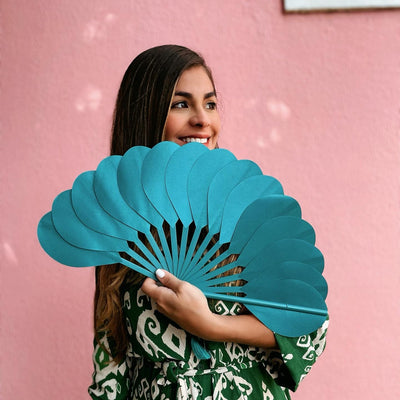 Ondas azul Hand Fan