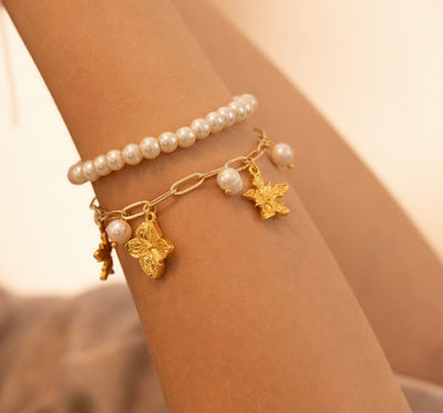 Perlas y flores  Bracelet